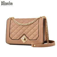 diinovivo brand crossbody bags for women lock flap bag 2022 luxury diamond lattice chain design shoulder bag pu leather whdv2171