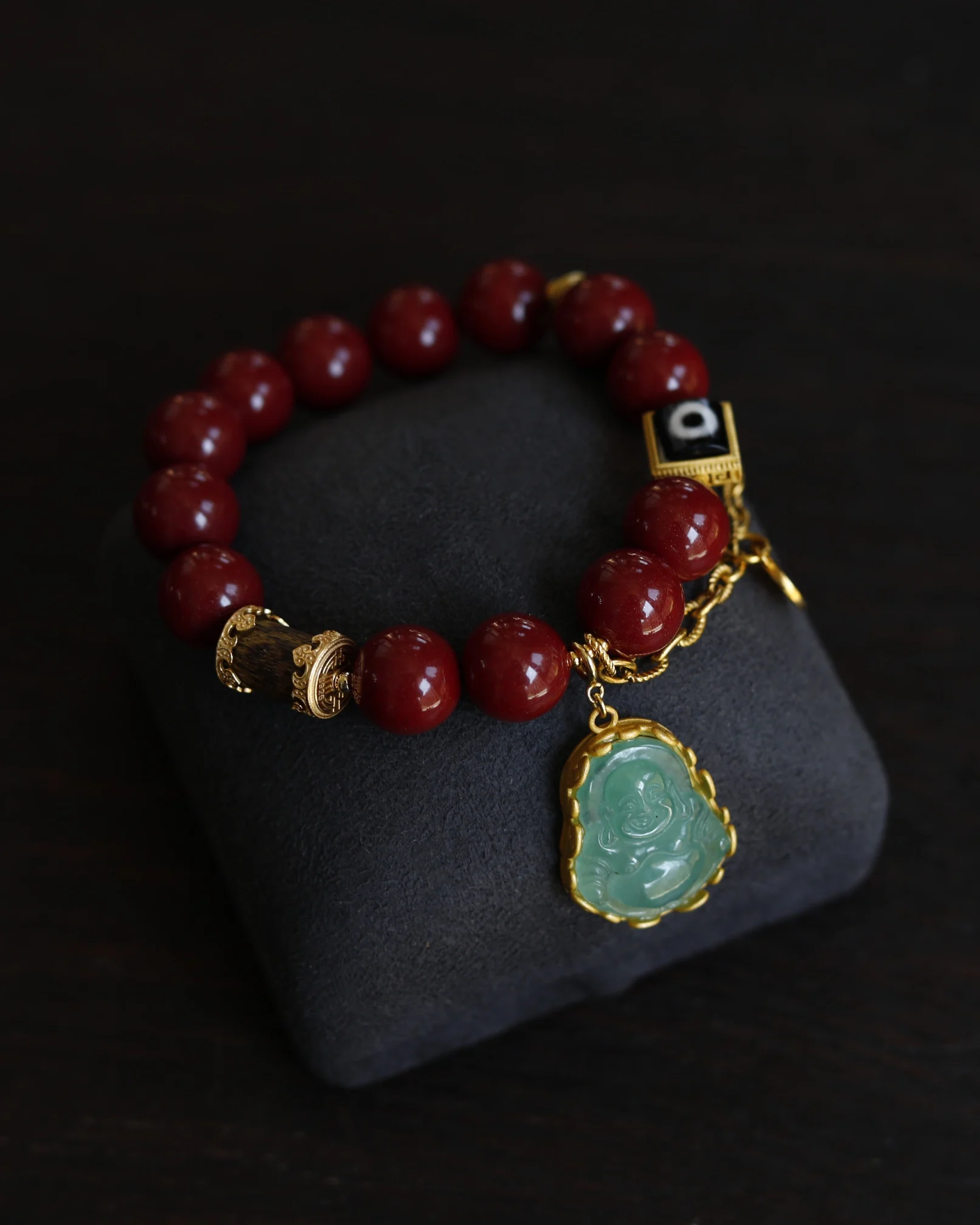 

Jewellery armband for women Cinnabar Jewelry Natural Purple Gold Sand Bracelet Sterling silver mosaic Emerald Carved Pendant