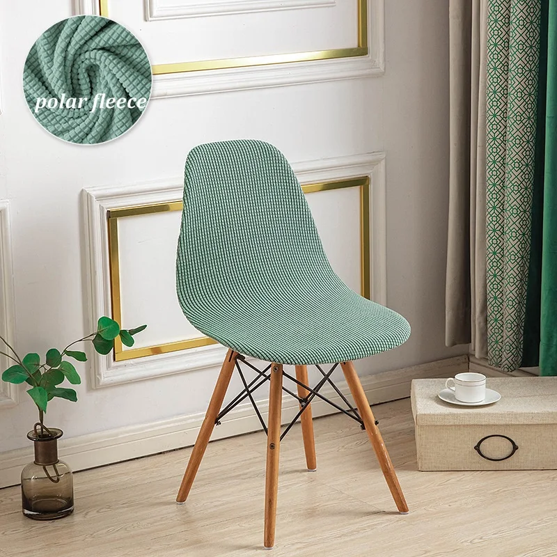 

Polar Fleece Shell Chair Cover Stretch Spandex Armless Dining Chair Cover Elastic Bar Chair Slipcover Kitchen Home Living Room
