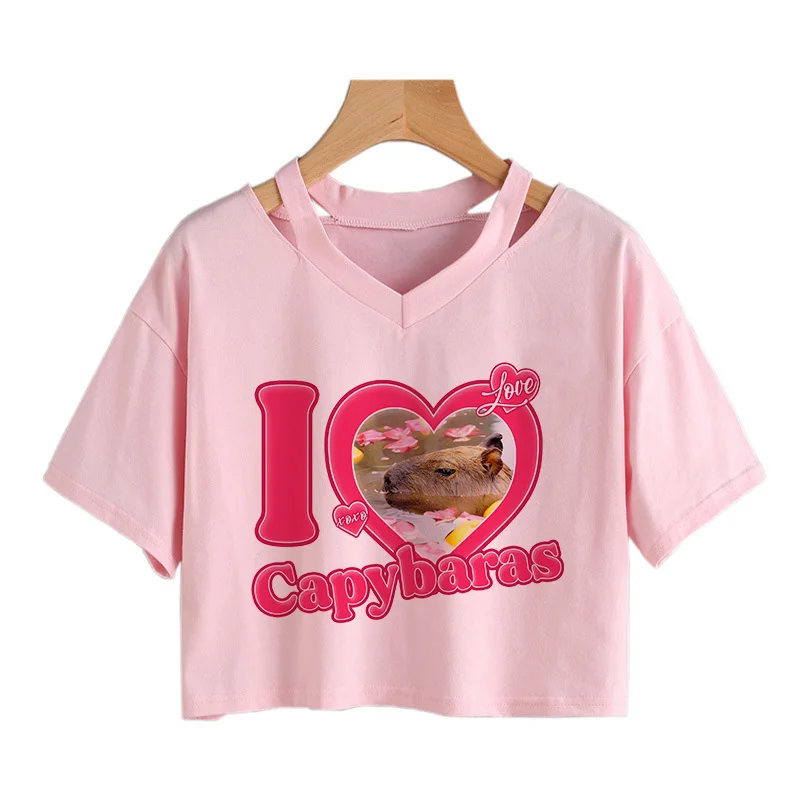 

Кроп-топ женский с мультяшным принтом манга кавайная забавная футболка с животными модные Графические футболки в стиле Харадзюку аниме Y2k Футболка женская 90-х