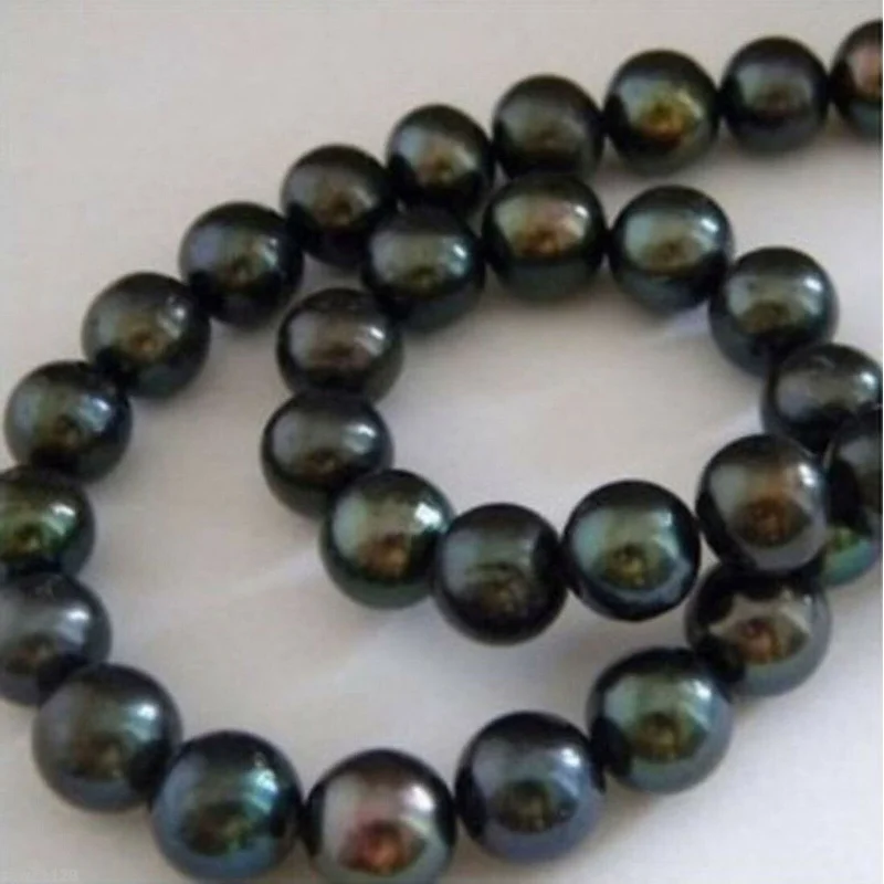 

Genuine Natural AA+ 9-10mm Black Tahitian Pearl Loose Beads 15inches Strand