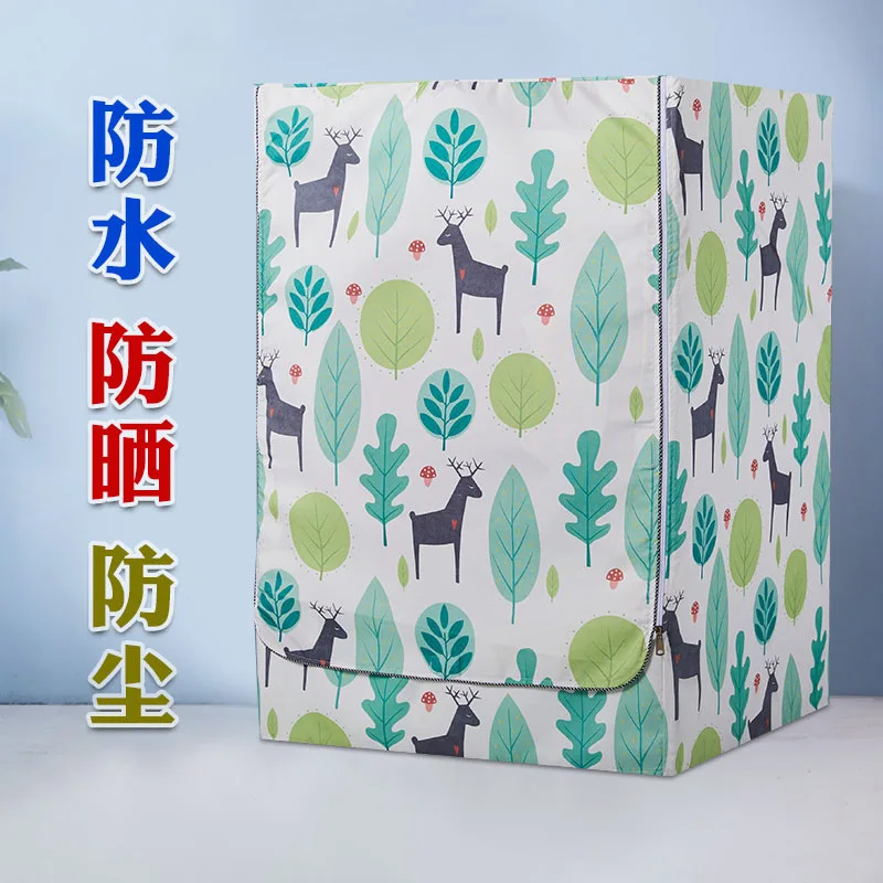 Cross-Border Wholesale New Universal Thickened Waterproof Washing Machine Cover Bathroom Balcony Digital Printing Drum Dustproof
