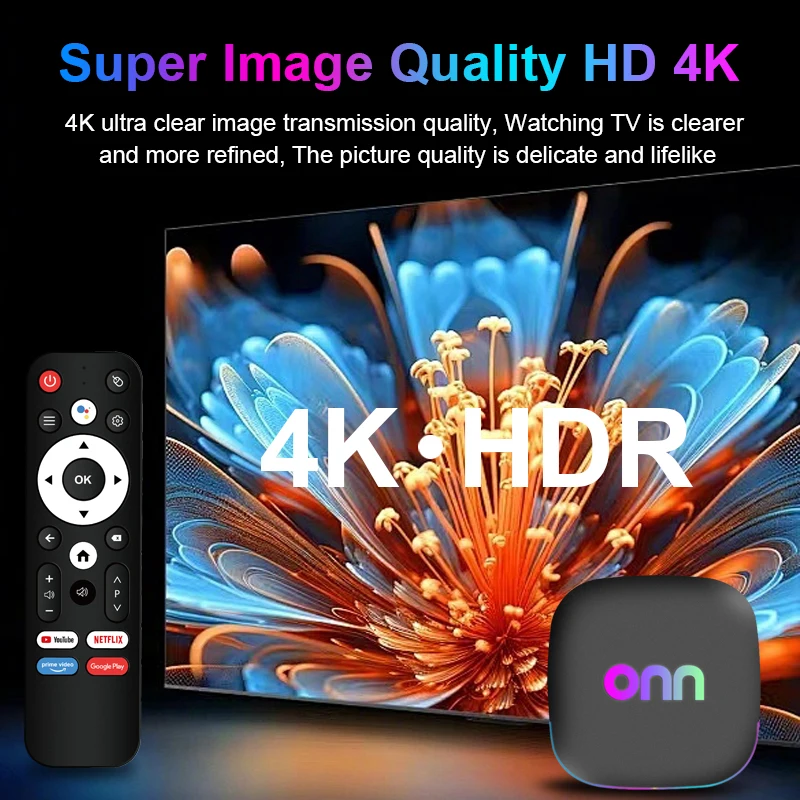 Фото ТВ-приставка Onn 4K Android 13 Smart TV Box 4K Quad Core с поддержкой 5G, 8 ГБ ОЗУ, 128 ГБ ПЗУ и голосовым пультом для потокового воспроизведения медиа №2