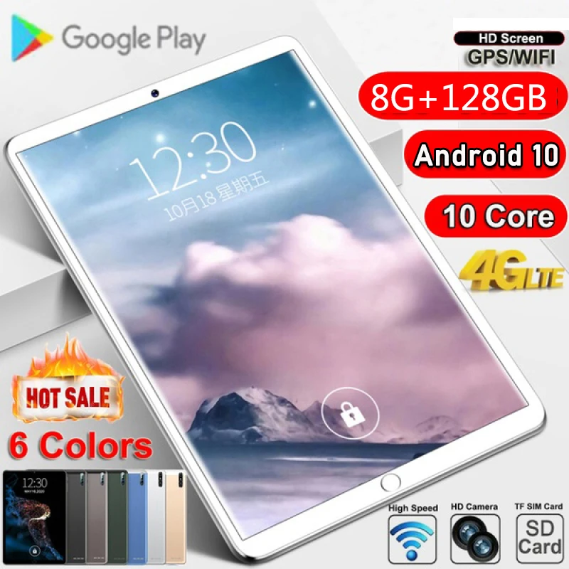 

2022 Cheap Tablet PC Ten Core 6G +128GB Original Android 10.0 Tablet PC 1280*800 IPS Screen Dual SIM Card 4G Calling Tablet PC