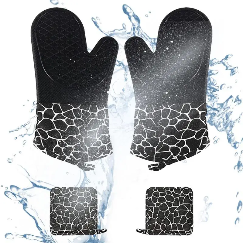 

Oven Mitts And Pot Holders Sets BBQ Gloves Oven Gloves Pot Holder Heat Resistant Anti Slip Steam Resistant Kitchen Mitts And Pot