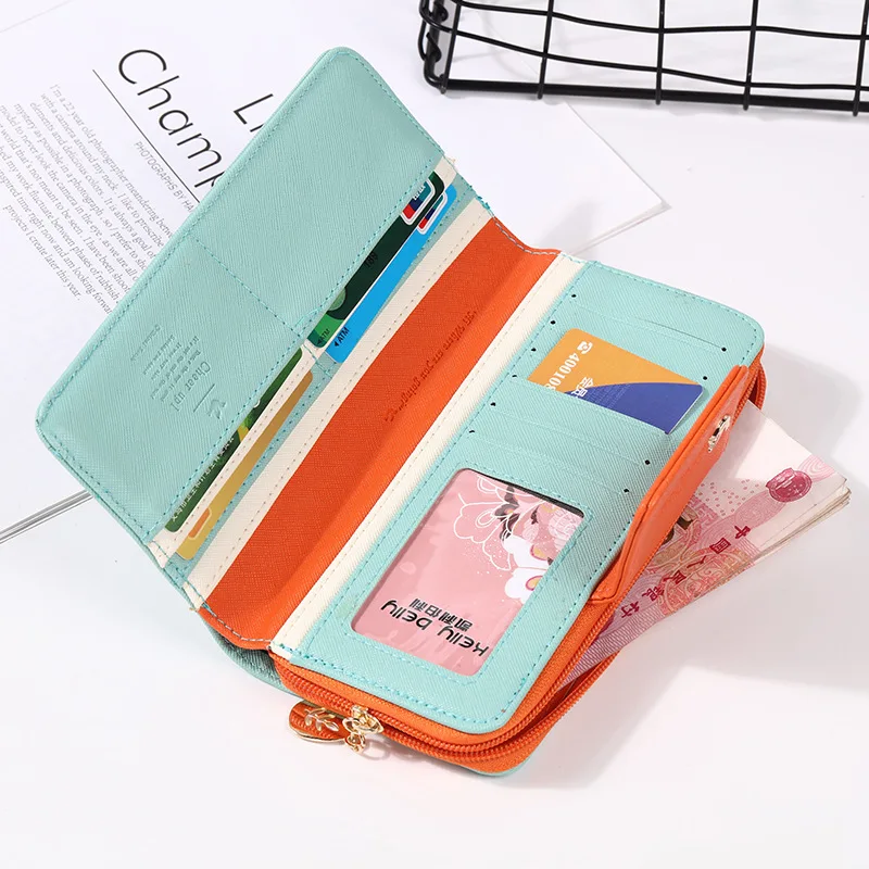 

Fashion Two-Fold PU Leather Women's Long Wallet Zipper Hasp Coin Purse Female Clutch Phone Money Bag ID Credit Card Holder