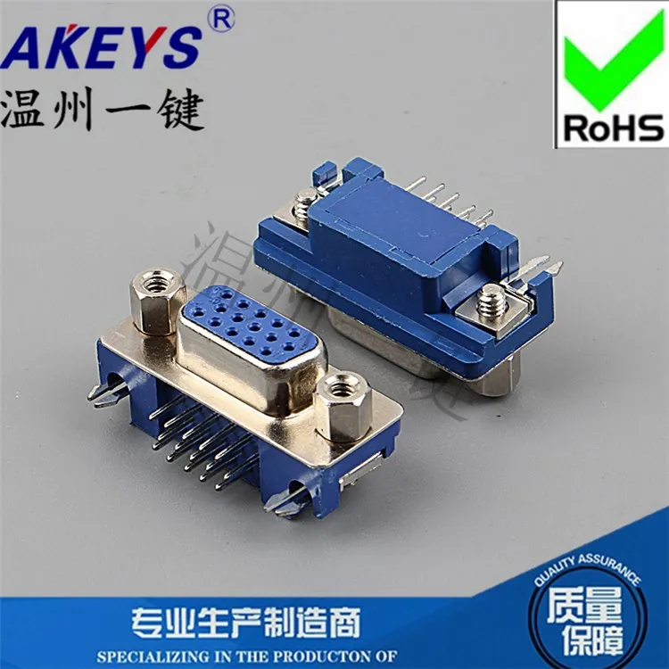 3 Rows DB15 Blue Tape Tab Female Connector 3.08 Hdr15 Curved Serial Port Welding Plate USB Rs232vga Interface