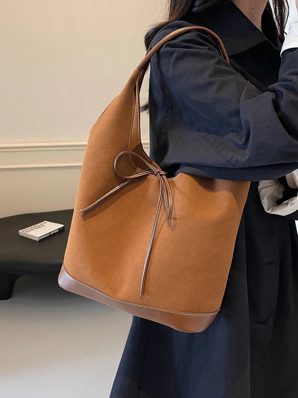 Винтажная матовая Вместительная женская сумка осенне-зимняя сумка-тоут из