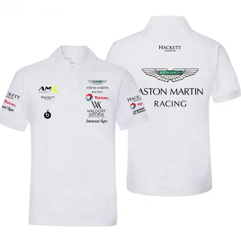 

Polo of the aston Martin formula f1 one team, wec vettel T-shirt for driver, informal sports top, travel clothes to the air