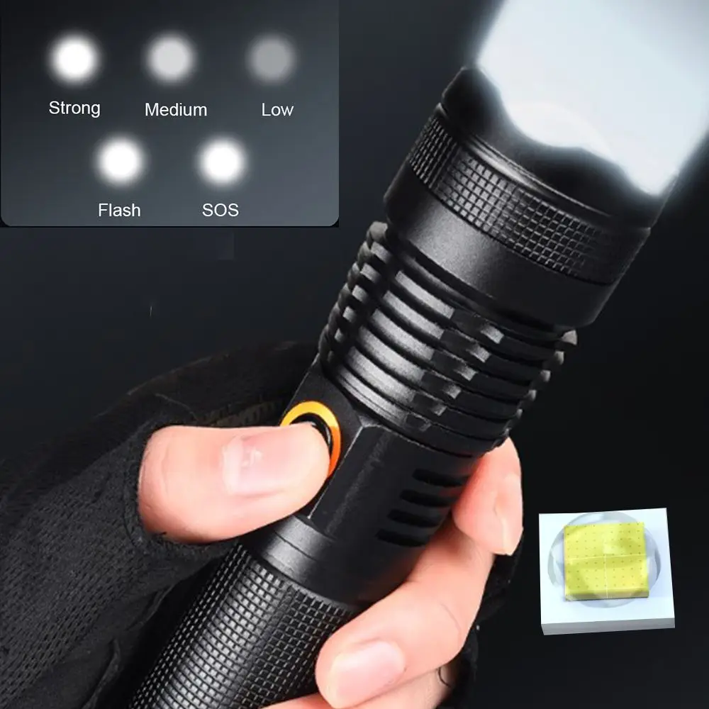 

Portable LED Glare Glashlight Multi-function Zoomable Torch Lamp Waterproof Telescopic zoom USB Charging Flashlight Outdoor