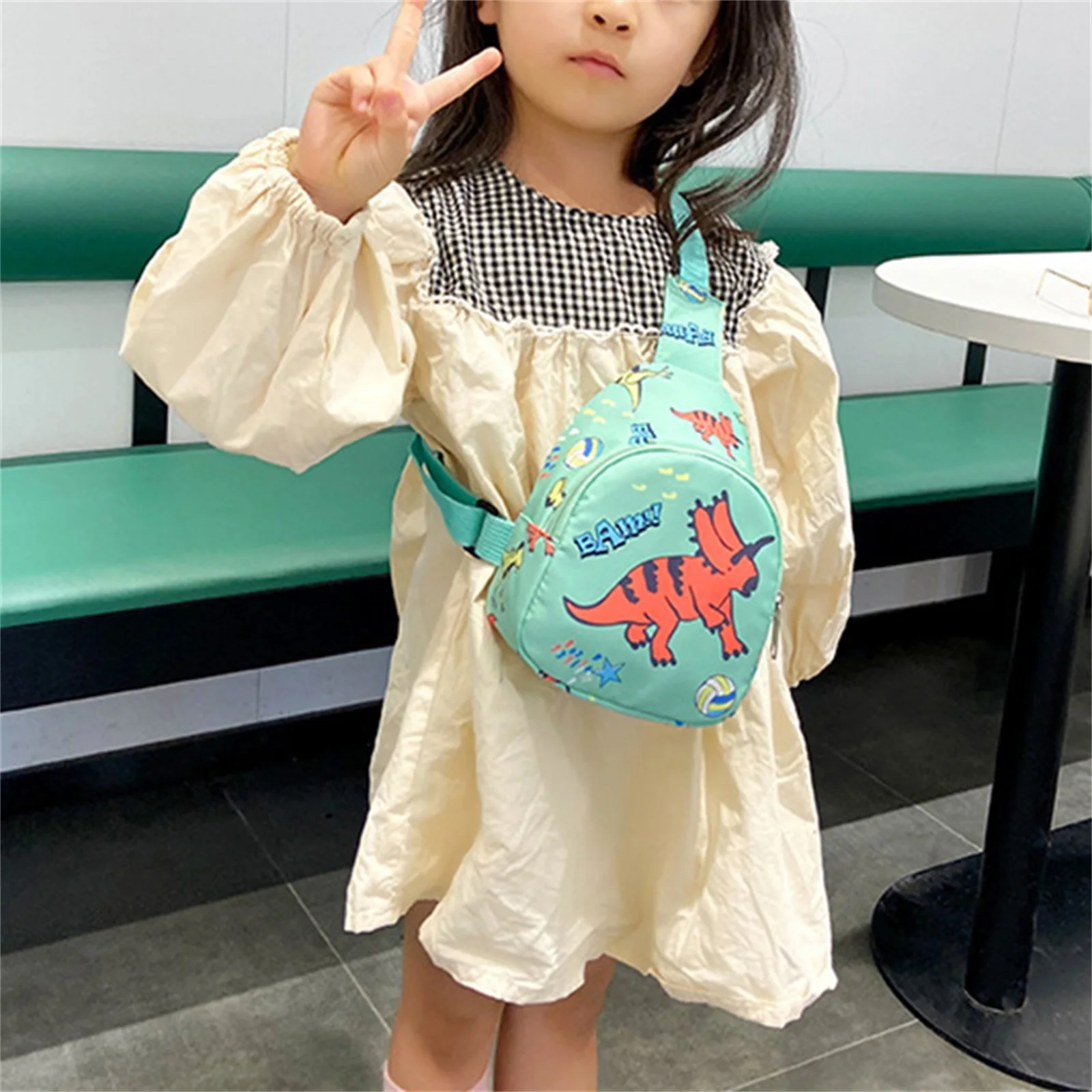 

Детский рюкзак-слинг для мальчиков и девочек, Холщовый нагрудный рюкзак через плечо с мультипликационным динозавром на молнии