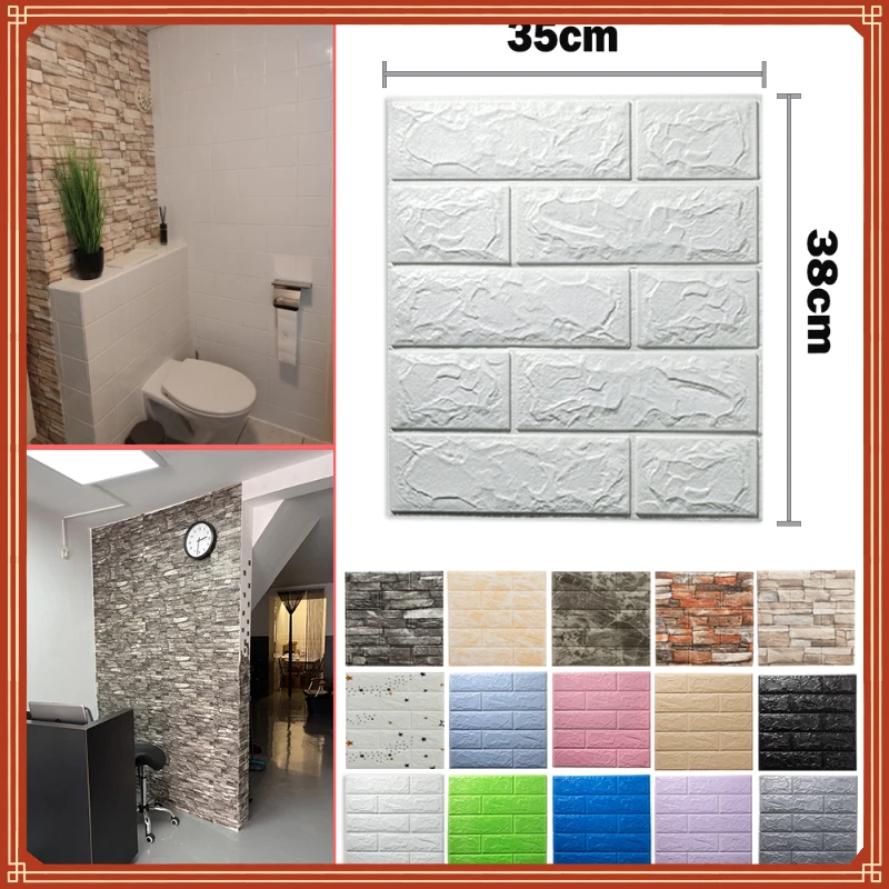 

3D Wall Stickers Self adhesive Wallpaper Foam Panels Home Decor Living Room Bedroom House Decoration Bathroom Sticker