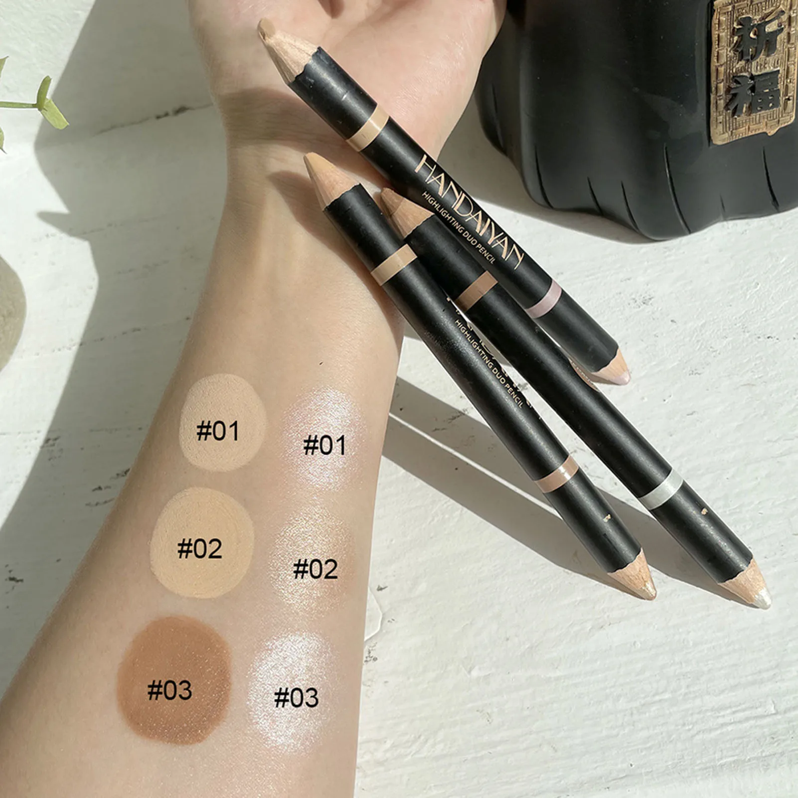 

2 In 1 Contours Stick Multi Effect Highlighter Makeup Creamy Matte Brow Shaper Definer Shimmer For Highlighting Inner Corner