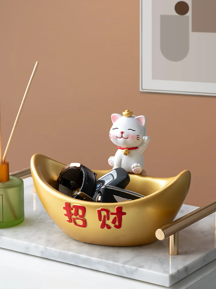 

Новинка 2023, декоративный поднос Lucky Cat для гостиной, прикроватный кофейный столик, декоративная тарелка для гостиной