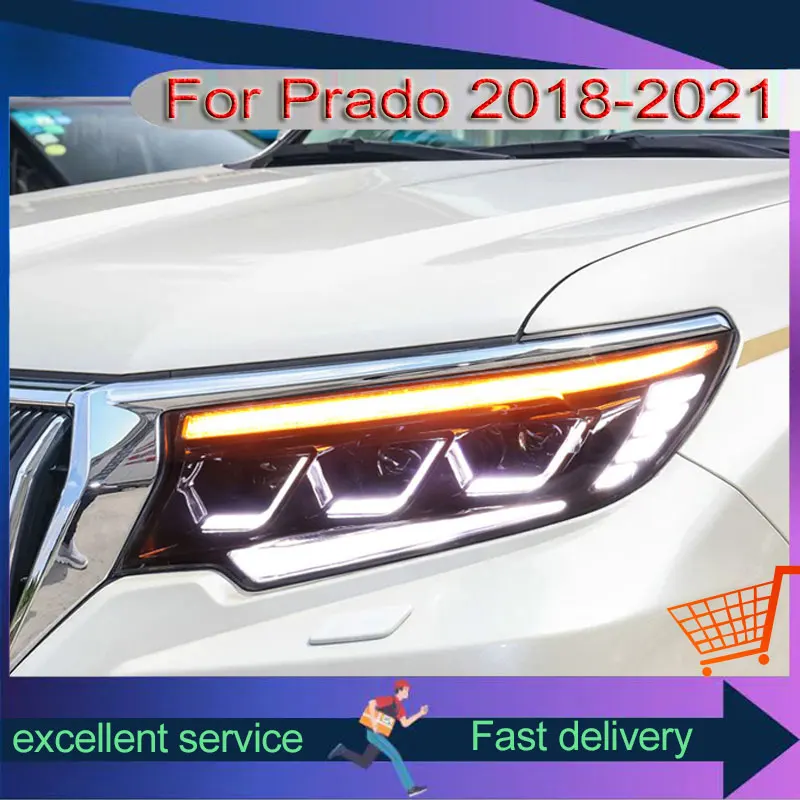 Автомобиль для Toyota 2018-2021 Prado LC150 обновленная фара DRL передняя лампа светодиодный