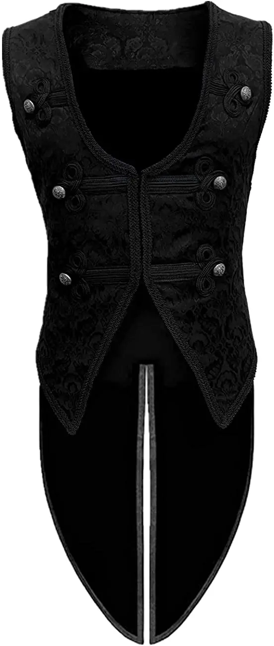 Купи Mens Gothic Steampunk Jacquard Brocade Vest Waistcoat Sleeveless Tailcoat за 782 рублей в магазине AliExpress
