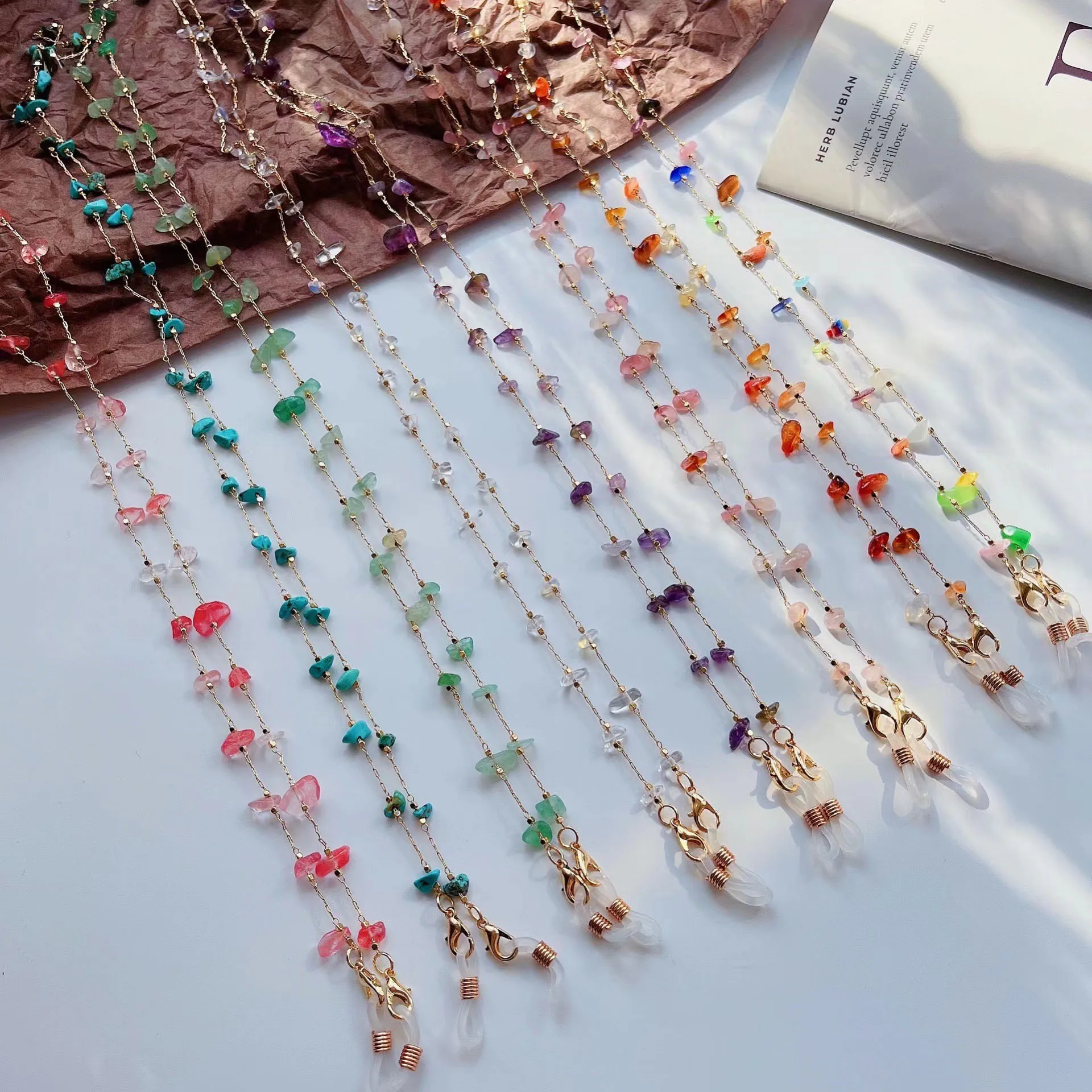 

Fashion Semi-precious Stone Glasses Chain for Women Men Sunglasses Mask Holder Lanyard Necklace Hang on Neck Eyewear Accessories