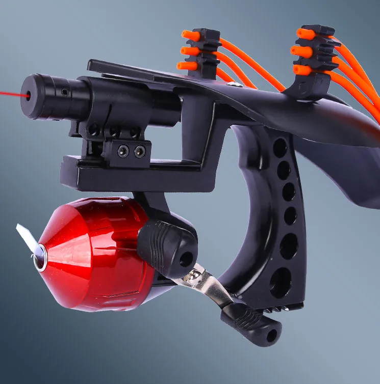 

Outdoor hunting shot fish artifact high quality Metal slingshot bolt shooting fish Set new with Rubber Band+fishing Wheel