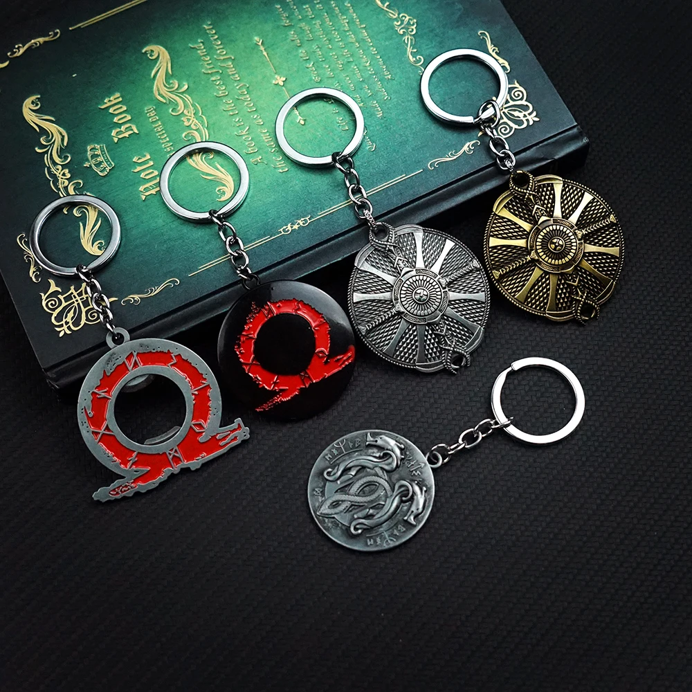 Фото Брелок для ключей Kratos Axe Leviathan God of War Blades of Chaos Swords, брелок для ключей, игровые аксессуары, автомобильный брелок для ключей, подвеска llaveros №3