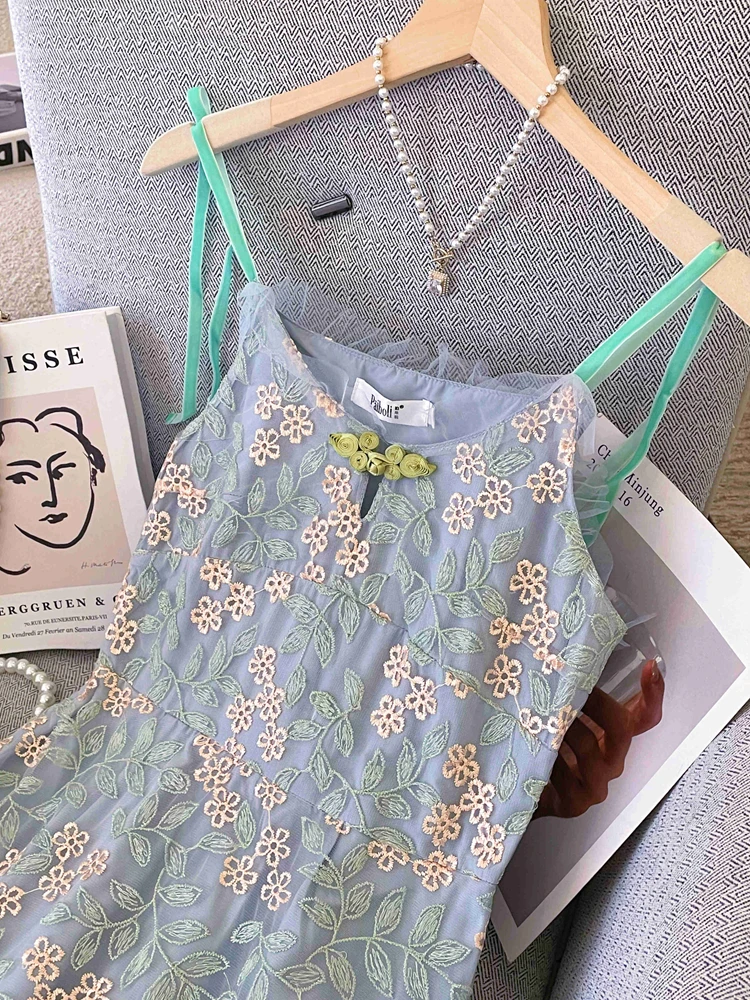 Летнее милое платье с лямкой на бретельках больших размеров супер сказочная