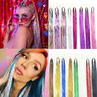 hair glitter sparkle shiny dazzles bling holographic twinkle hair extension for braiding headdress 94cm strand