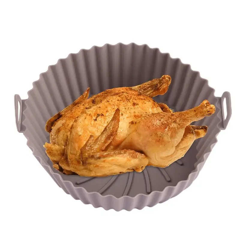 

Silicone Air Fryer Basket Round Air Fryer Silicone Tray Food Safe Air Fryers Oven Accessories Replacement Of Flammable Parchment