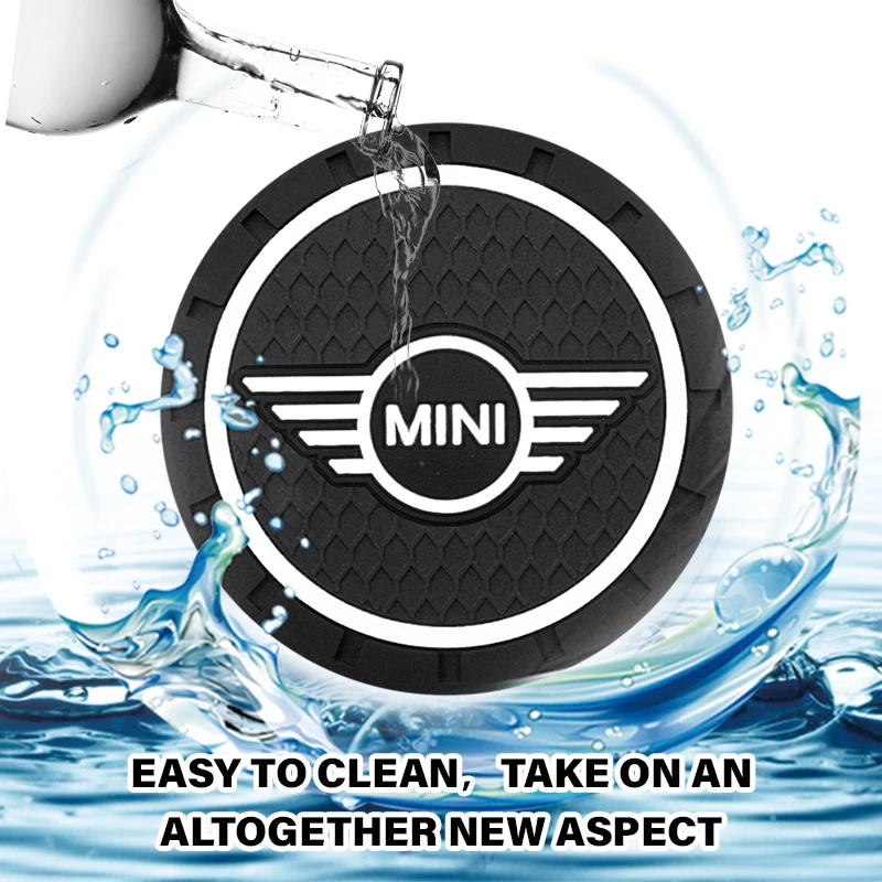 

1/2 Pack Car Water Coaster PVC Silicone Rubber Coaster Decorative Accessories For MINI Cooper Clubman R55 R56 R57 R58 R59 F54