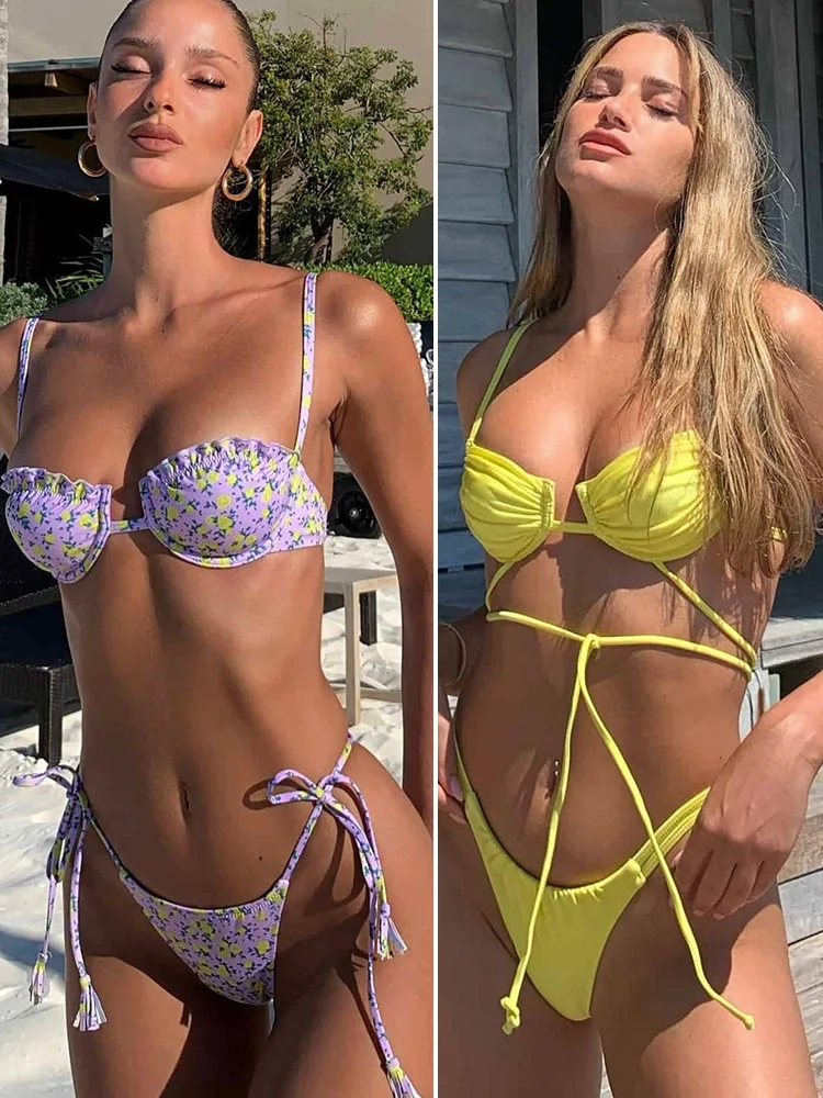 Комплект бикини пуш-ап Miyouj купальник в стиле пэчворк женский 2022 сексуальные