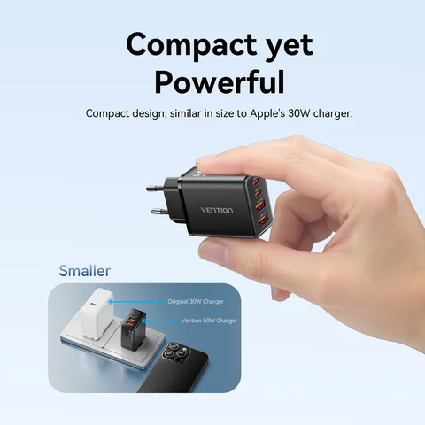Зарядное устройство Vention 30 Вт GaN PD QC 3.0 USB C Зарядное устройство для iPhone 17 16 15 Pro Xiaomi Tablet iPad Air Двойной порт 50 Вт MAX Зарядное устройство для телефона