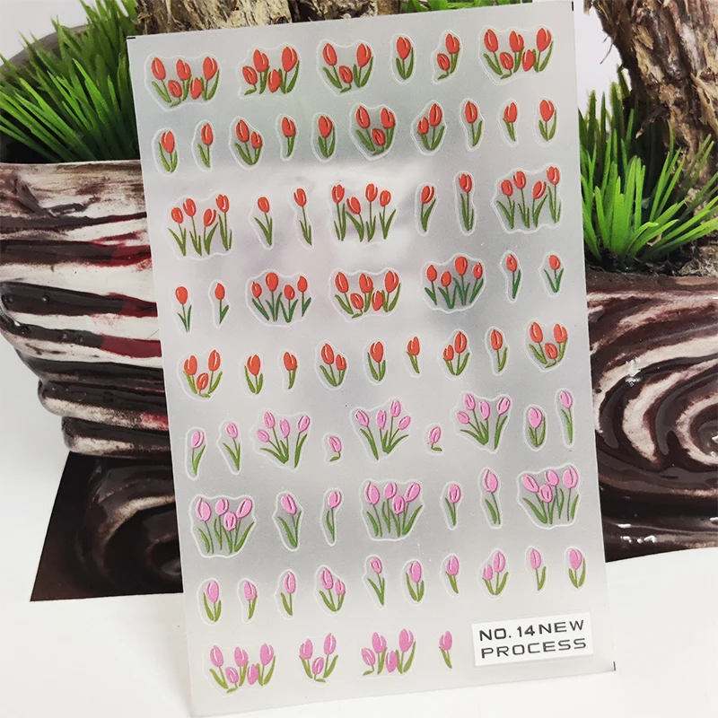 

Новые 3D наклейки для ногтей, букеты с красными тюльпанами, крепкий дизайн, наклейки для маникюра, переводные наклейки, Переводные слайдеры, ...