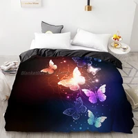 3d hd digital printing custom duvet covercomforterquiltblanket case queen king bedding 200x200bedclothes butterfly on black