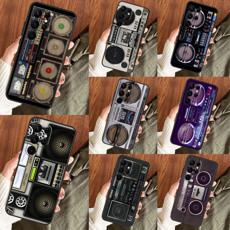 Retro Black Boombox Funda For Samsung Galaxy S23 Ultra S8 S9 S10 Plus Note 10 20 S21 FE S20 FE S22 Ultra Case