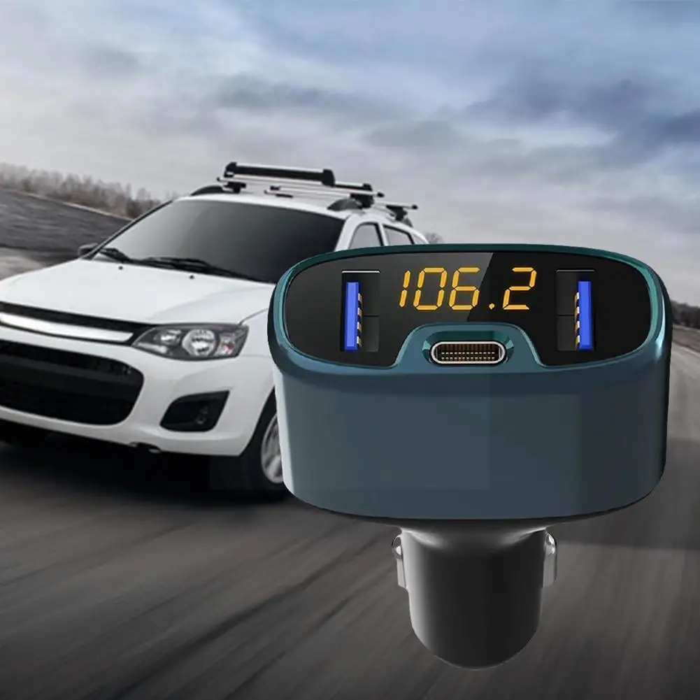

C52S Car Wireless HandsFree Kit Bluetooth FM Transmitter Player PD Car MP3 18W Car Audio Charger Charging Dual Fast Type-C D9R4