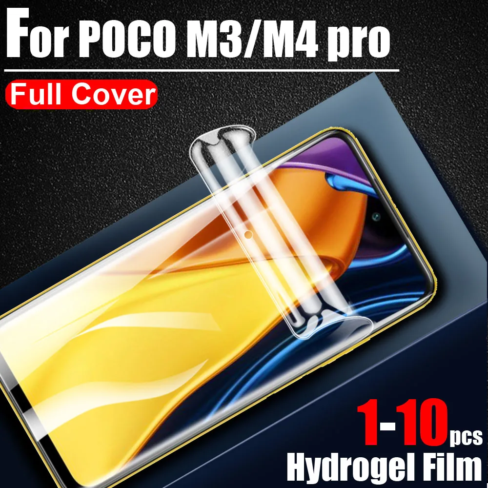 

1-10 шт./лот 999D Ультрапрозрачная Гидрогелевая пленка, мягкая защитная пленка для ЖК-экрана, чехол для POCO M3 pro M4 pro 5G, защитная пленка + чехол