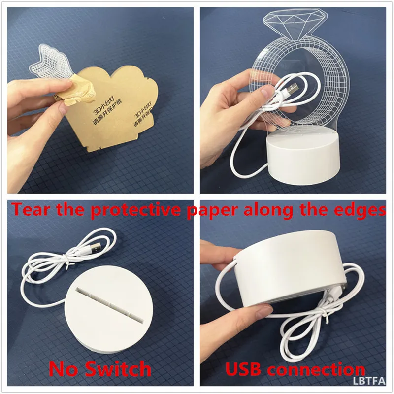 Рождественские украшения для дома елки лось Рождество 3D акриловый USB ночник