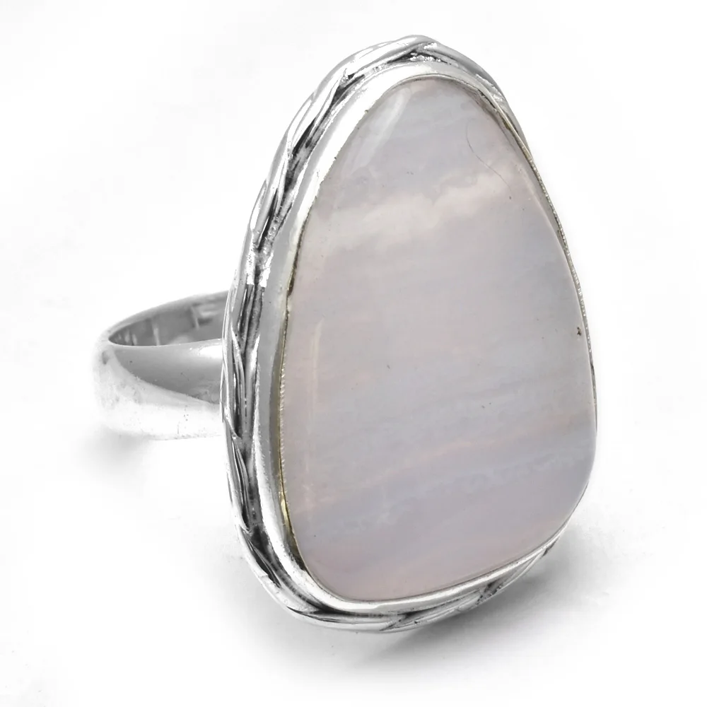 Оригинальное синее кружево, кольцо из агата, женское серебряное ювелирное изделие, подарок, размер: 7 , AR5322