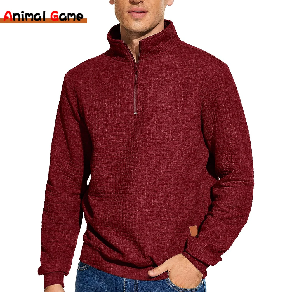

New Men's Half Zipper Pullover Thicker Solid Color Sweatshirt for Male Man Sweaters Autum/Spring Solid Color Turtleneck Tops 3XL