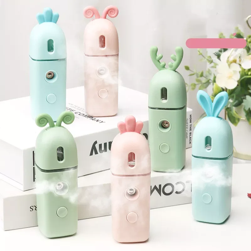 

Cool Mist Sprayer Face Mask Water Replenishing Mini Air Humidifier 20ml Aroma Oil Humidificador for Home Beauty Instrument