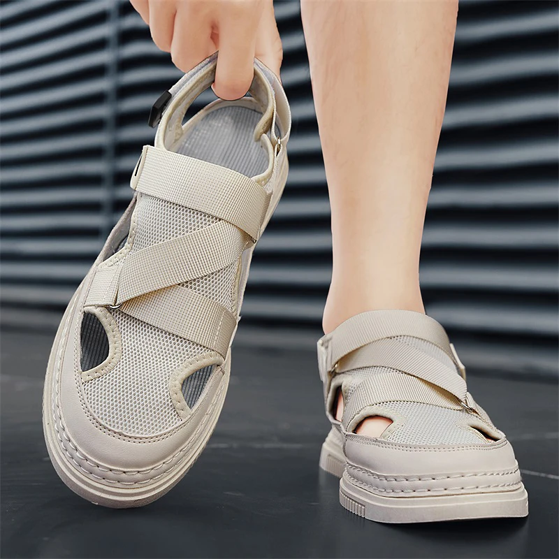 Мужские сетчатые сандалии с вырезами Мужская Уличная дышащая рабочая обувь