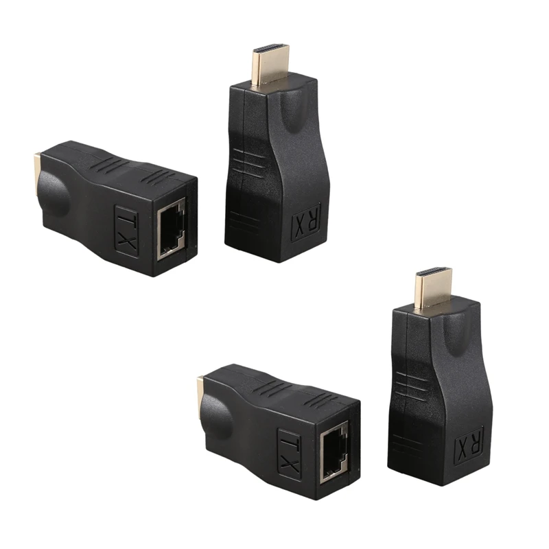 

4X 4K 3D HDMI 1.4 30M Extender To RJ45 Over Cat 5E/6 Network LAN Ethernet Adapter
