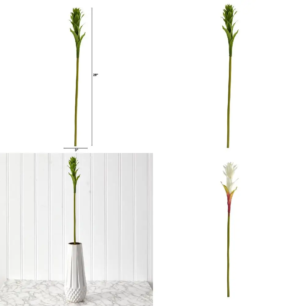 

Charming Set of 6 Mini Star Bromeliad Artificial Flowers, Bright & Lively Green