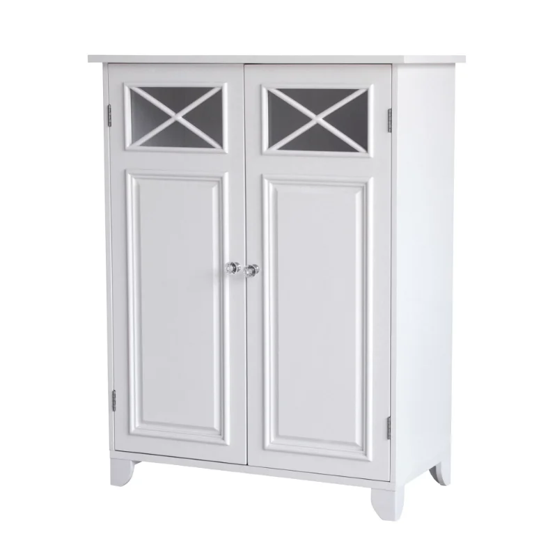 

Dawson Wooden Floor Cabinet with Cross Molding and 2 Doors, White