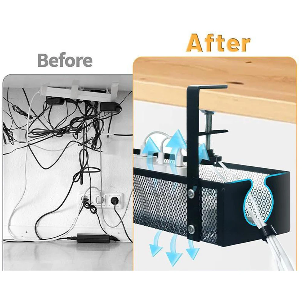 Выдвижной металлический кабельный лоток под столом без сверления с зажимом