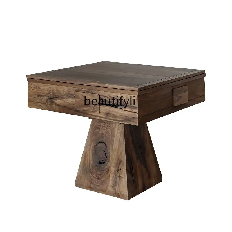 

LM Mahjong Table Modern Chinese Automatic Mahjong Machine Solid Wood Eight-Immortal Table Black Walnut