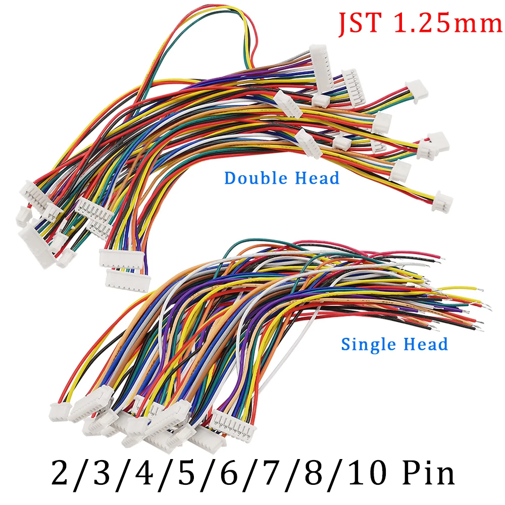 

10Pcs Micro JST1.25mm 2-10Pin Female Plug Connector With 28AWG Cable 1.25mm Pitch Single/Double Tinned Head Electrical Connector