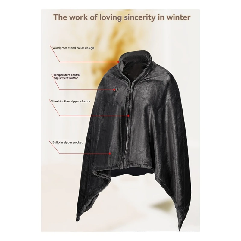 Уличное портативное USB теплое одеяло с шалью коралловое бархатное электрическое