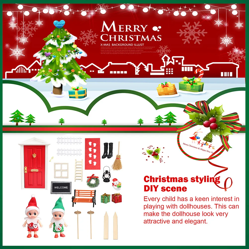

Christmas Set Doll Mini Ornaments Handmade Doll Simulation Models Durable Doll Mini Home Decor Wooden for Children Holiday Gifts