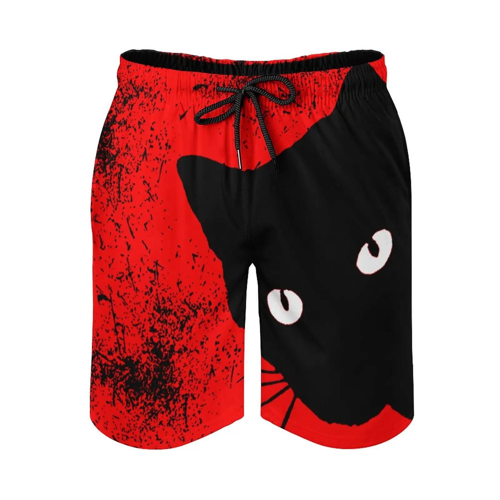 

Anime Men's Beach Shorts Foals Black Cat Foals Band Loose Stretch Causal Novelty Male Shorts Sports Adjustable Drawcord Breathab