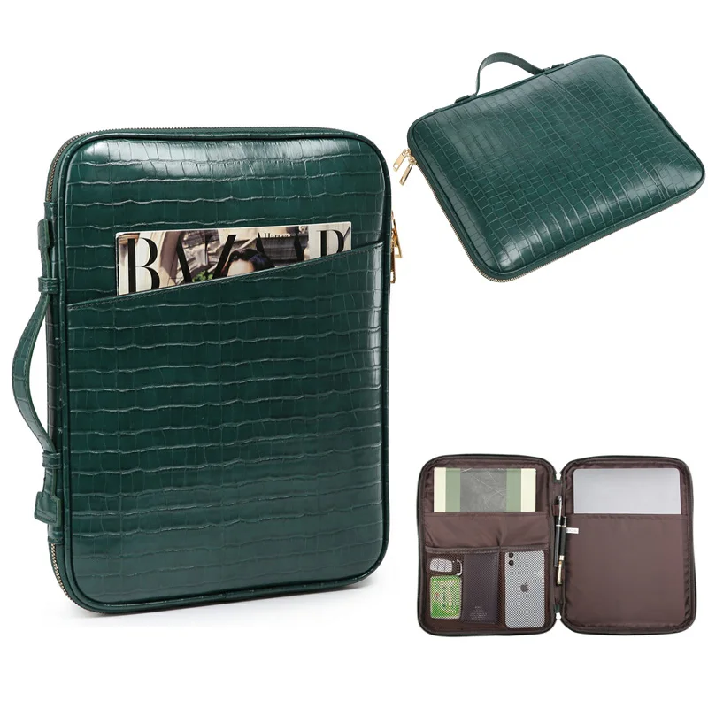 Newest Design Crocodile Pattern Laptop Bag Leather File Bag for IPAD A4 Paper Document Books File Folder
