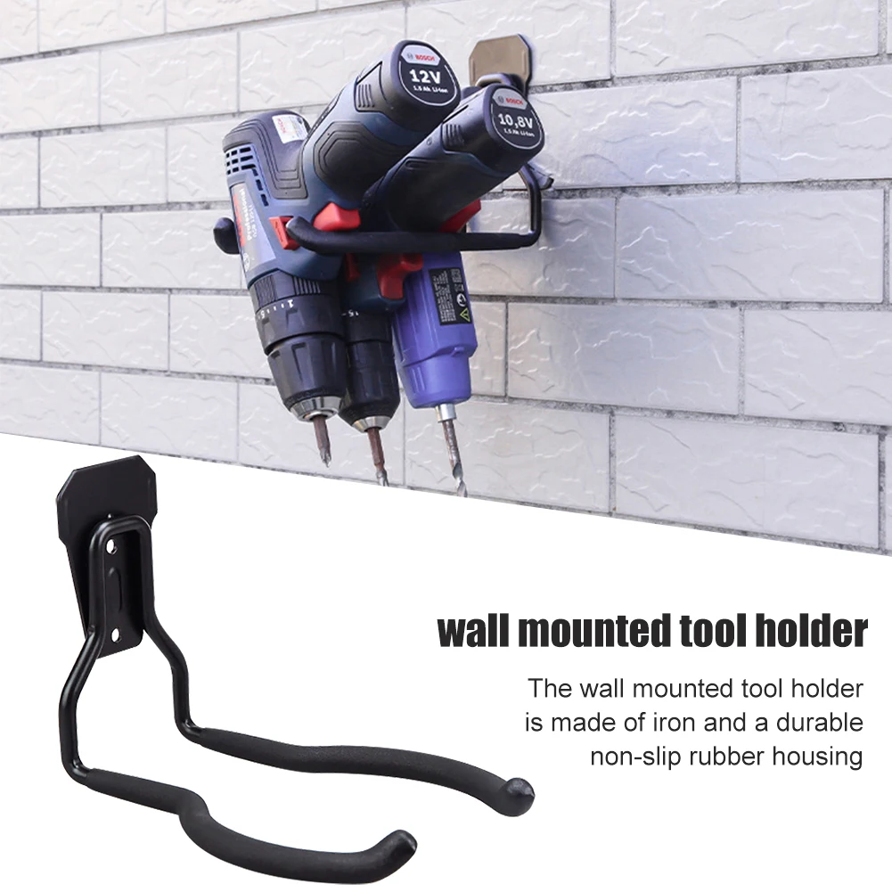 

Waterproof Tool Holder Garage Storage Smooth Rubber Housing Shovels Wall Hook Double Row Lawn Trimmer Heavy Duty Multi Purpose